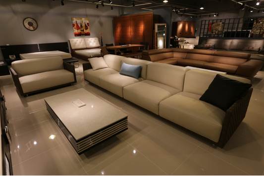 Cream and Dark Brown Living Room set